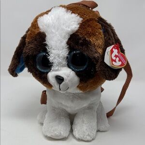 Ty Plush Dog Backpack with Brown and White “Duke” Brand New beanie babies